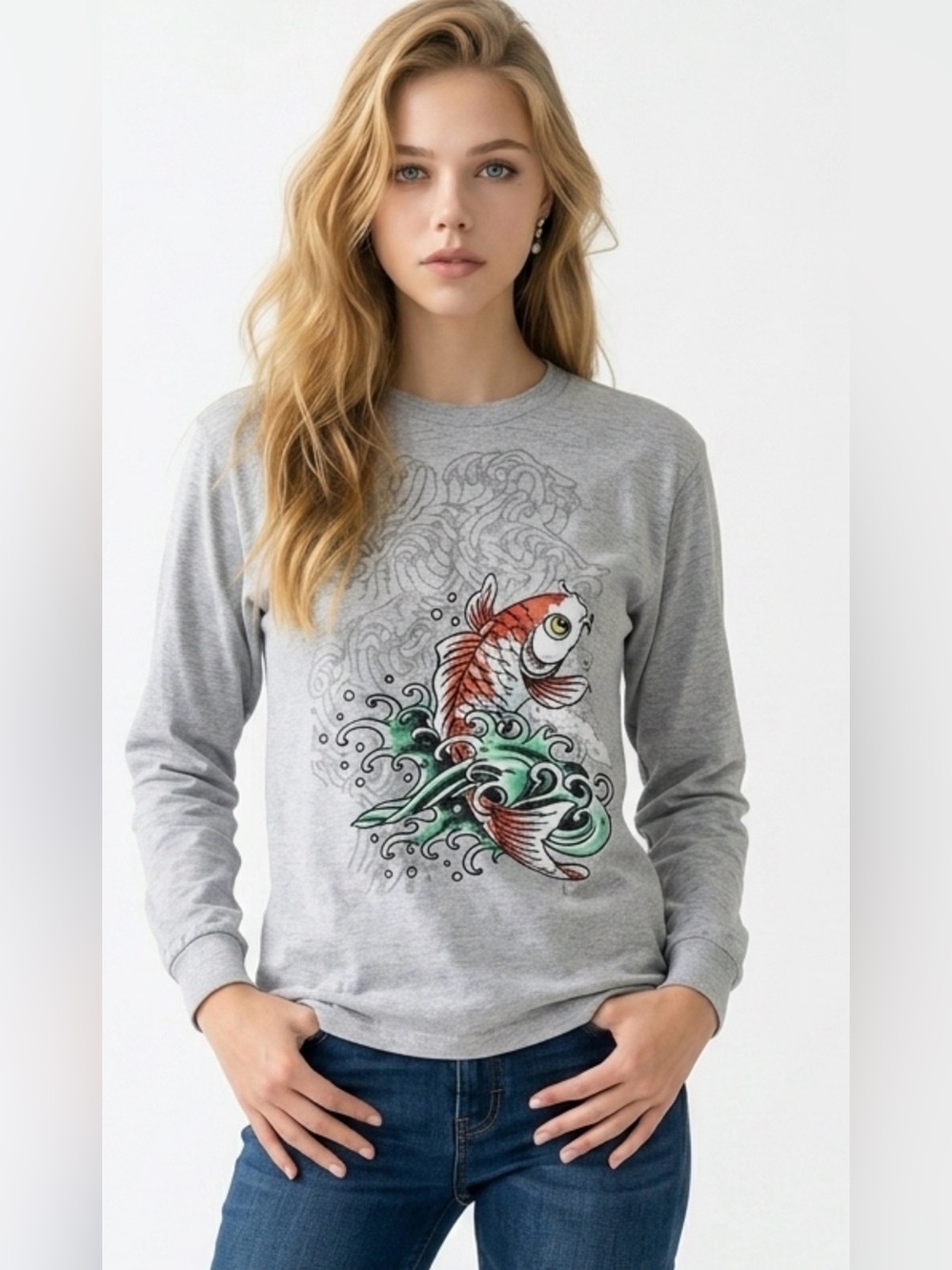 ED HARDY JUNIOR GIRL'S KOI FISH SCREEN PRINT